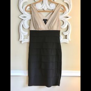 Black/Gold Cocktail Midi Dress Enfocus *like new*
